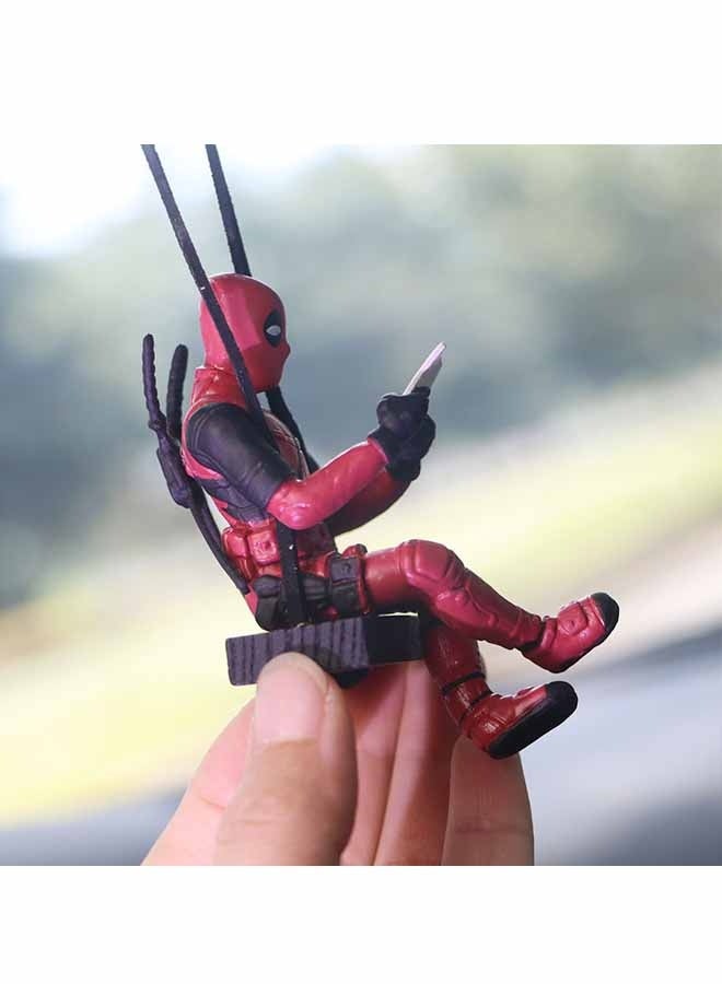 زينة سيارة مرحة متأرجحة على شكل بطل خارق - زينة معلقة لشخصية أكشن لمرآة الرؤية الخلفية - لعبة لوحة القيادة بحركة زنبركية للأطفال والكبار - Image 2